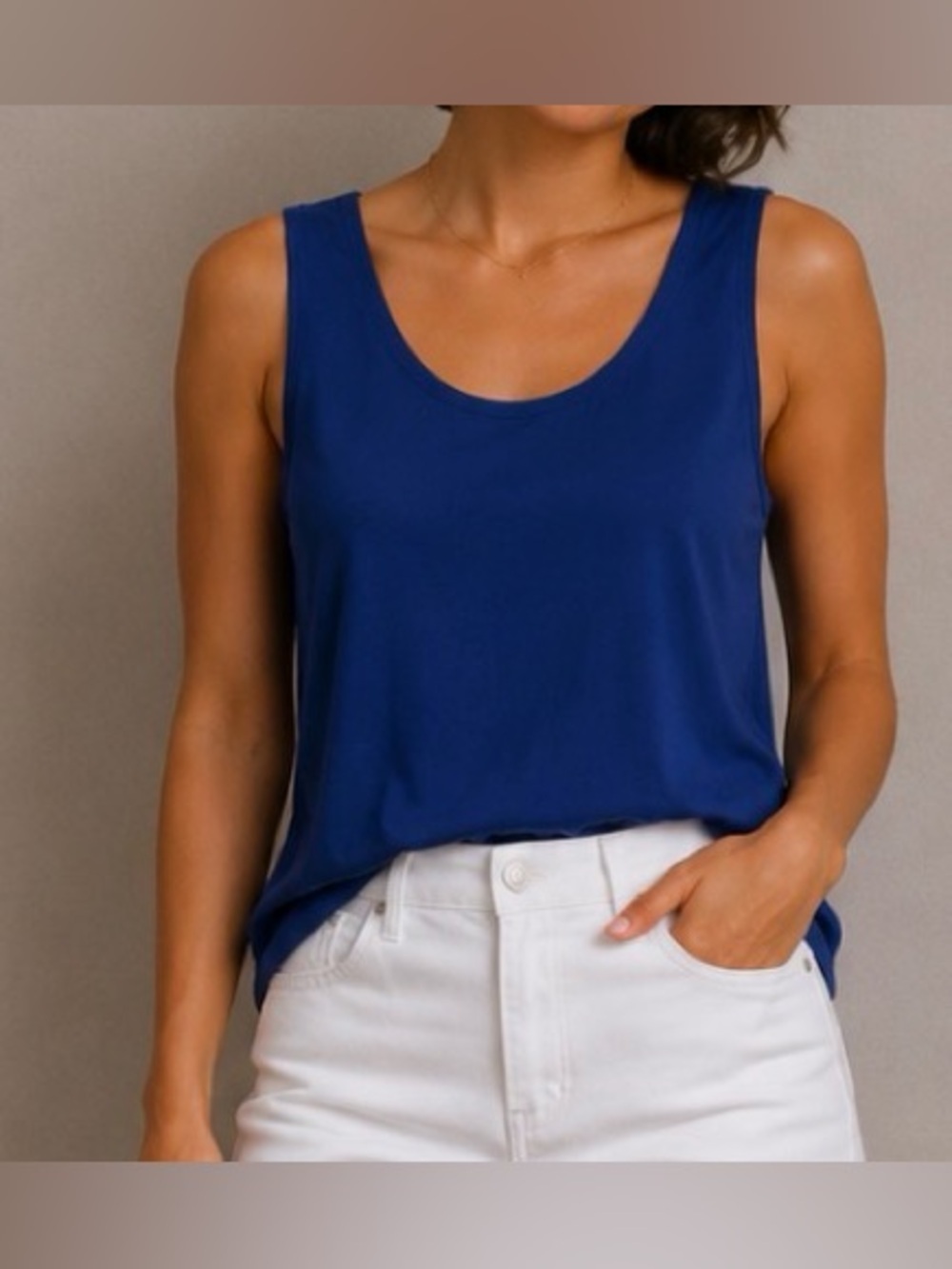 Eileen Fisher Blouse Tank Top Sleeveless Shirt Blue Summer Normcore Luxury